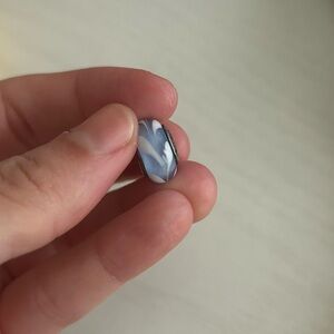 Authentic Pandora Blue and White Swirl 925 Silver Murano Glass Charm